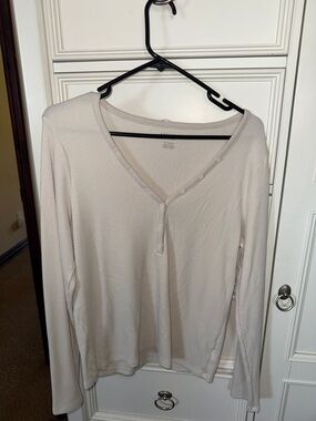 AE Waffle Henley Top - Cream XL
